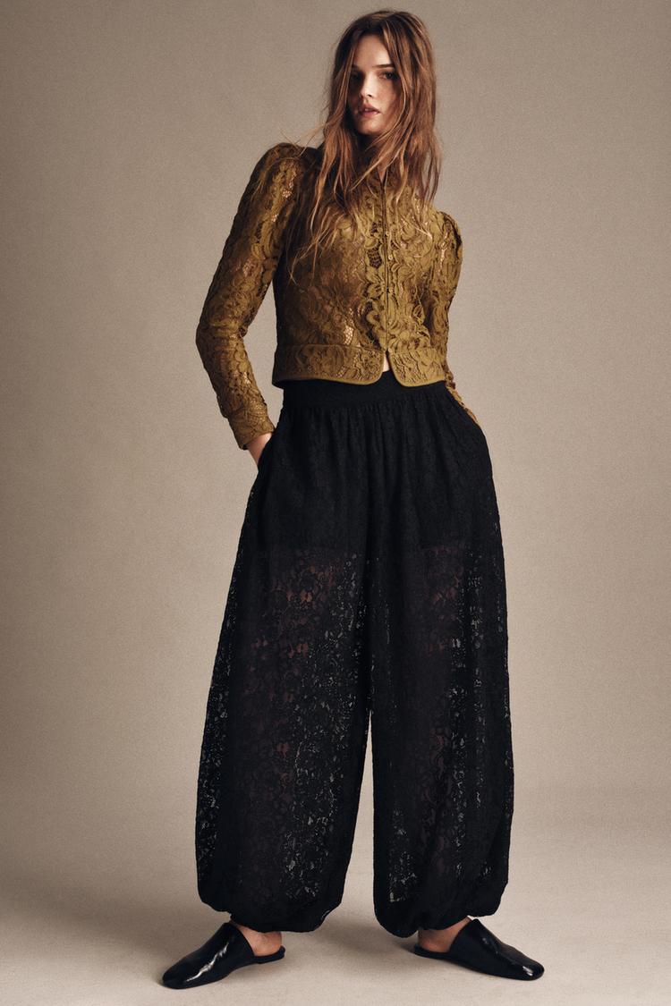 PANTALON BALLON DENTELLE ZW COLLECTION Noir ZARA Suisse