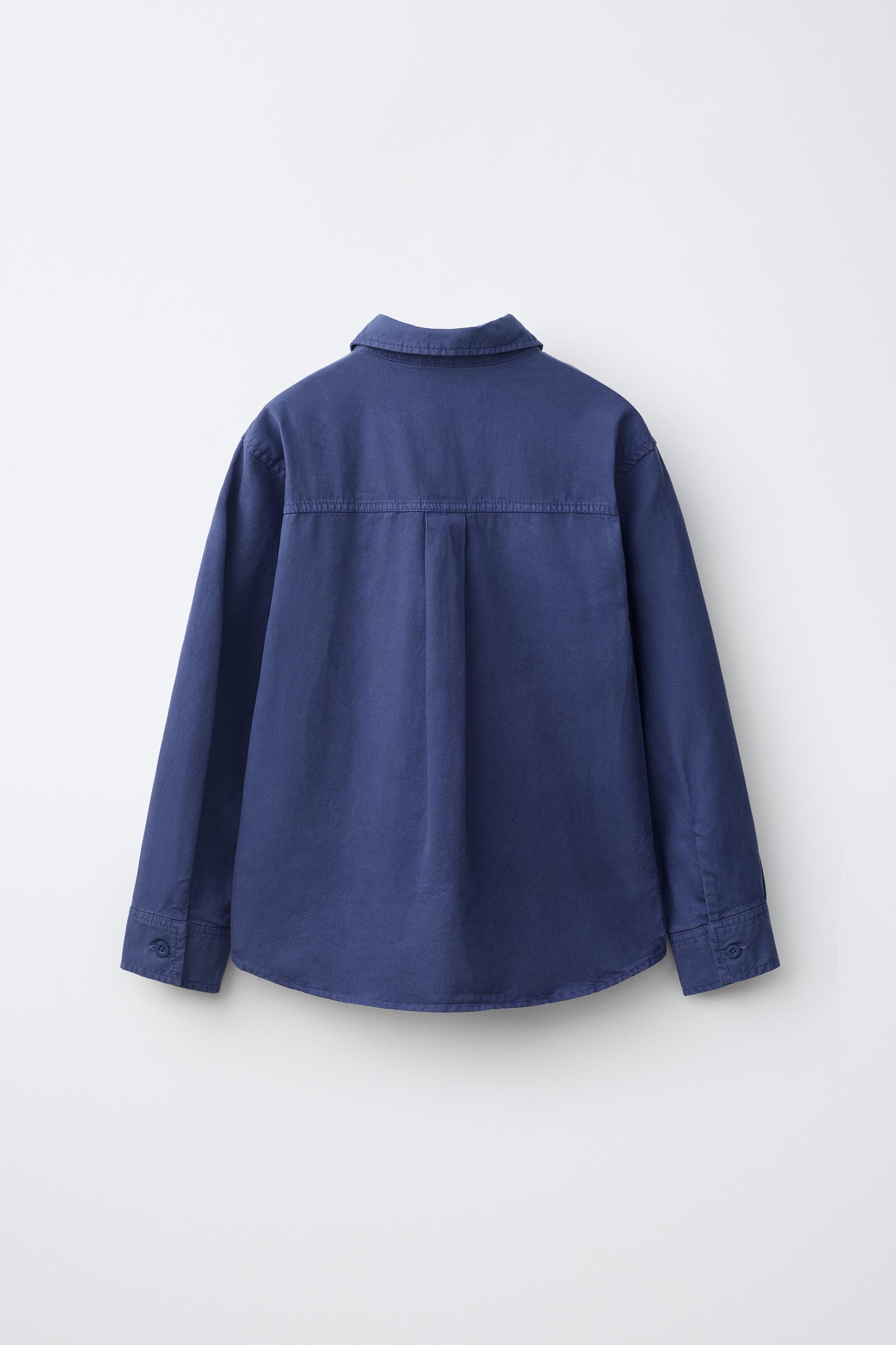 EMBROIDERED DETAIL SHIRT — Bluish
