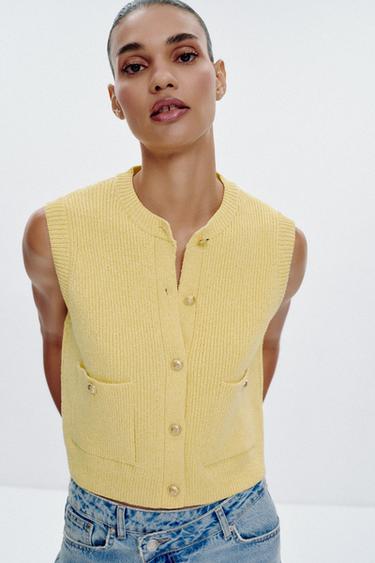 PLAIN KNIT TOP - Yellow by Zara
