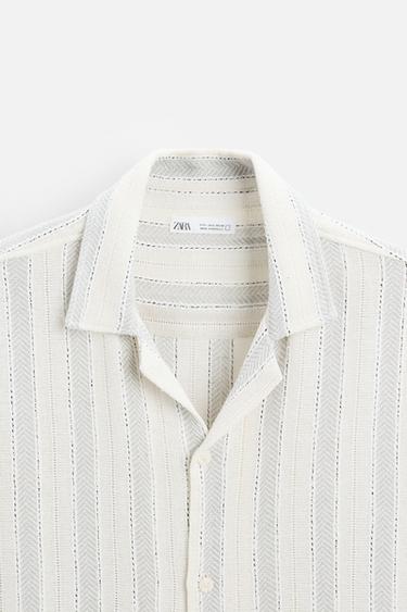 STRIPED TEXTURED SHIRT - Grey by Zara - Image 7