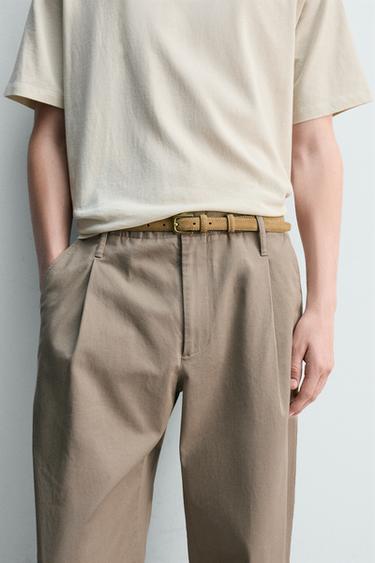 PANTALON CHINO À PLIS - Sable de Zara - Image 4