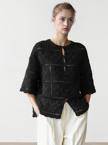 Zara Cutwork crochet cardigan - Black
