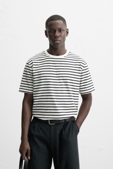 BASIC MEDIUM WEIGHT T-SHIRT - striped by Zara