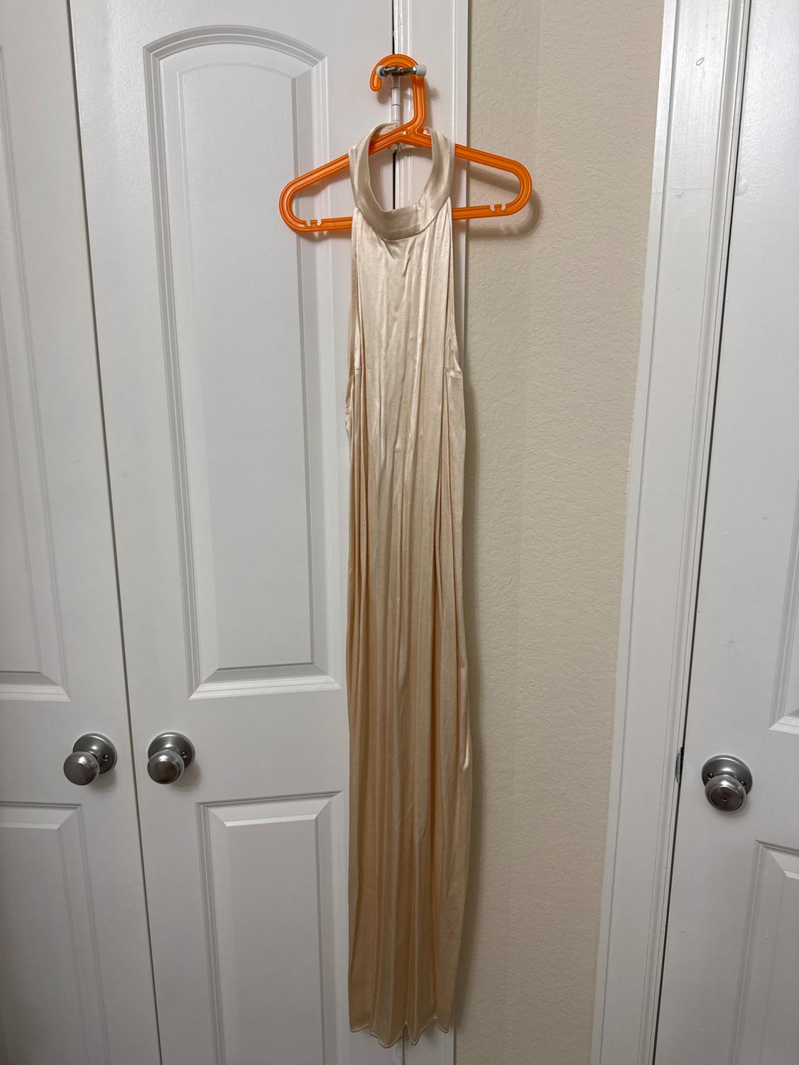 SATIN EFFECT HALTER DRESS