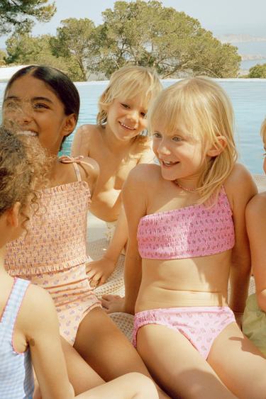 Zara 6-14 YRS SMOCKED FLORAL BIKINI - Pink