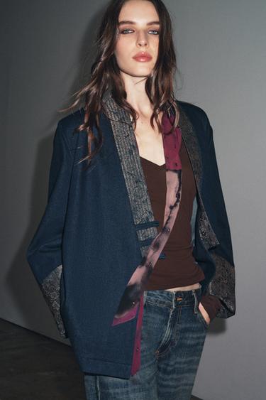 JACQUARD DENIM-EFFECT KIMONO - Blue by Zara - Image 1