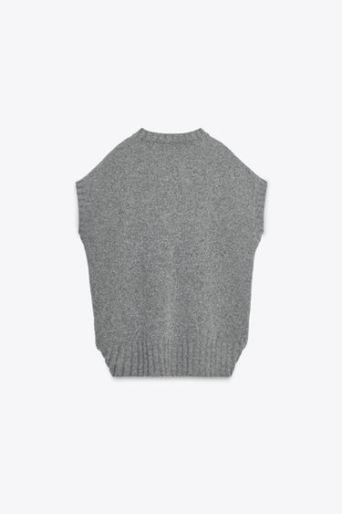 OVERSIZE WOOL-BLEND KNIT WAISTCOAT - Grey by Zara - Image 5