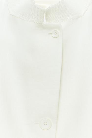 ZW COLLECTION 100% LINEN BLAZER - White by Zara - Image 8