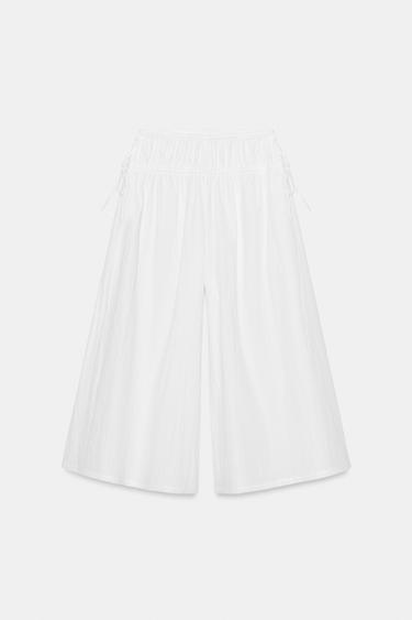 PANTALON JUPE-CULOTTE PLISSÉ - Blanc de Zara - Image 3