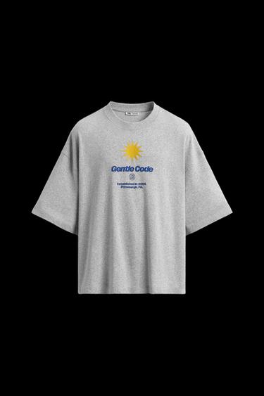Zara COMBINED SUN PRINT T-SHIRT - Gray marl