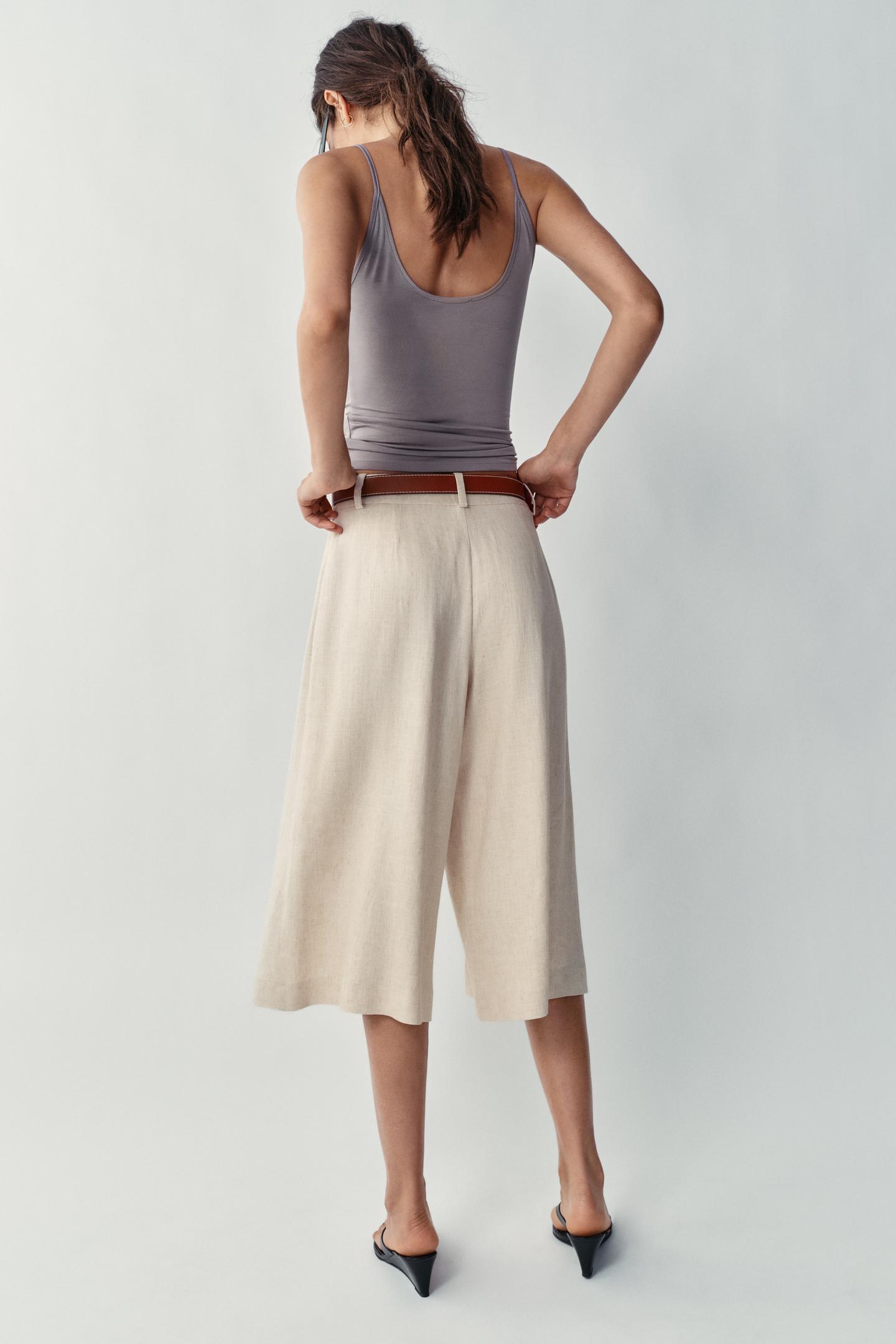 Женские шорты Zara Long Belted, цвет: Светлый бежевый — фото 6