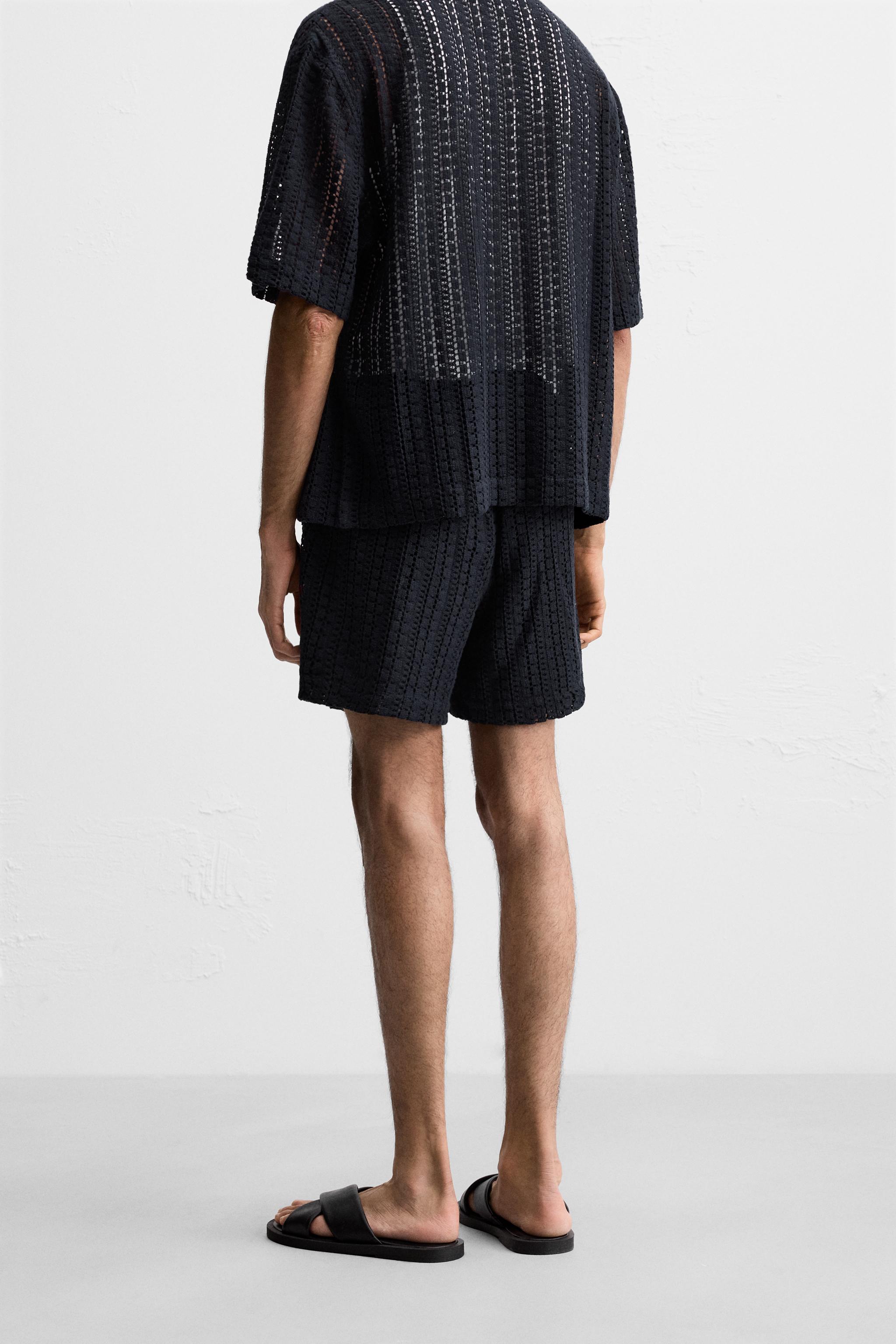 CROCHET TEXTURED SHORTS - Navy blue | ZARA United States