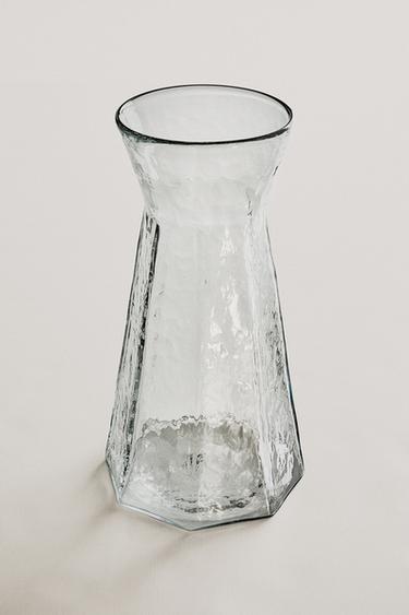 Zara FACETED GLASS VASE - Greenish