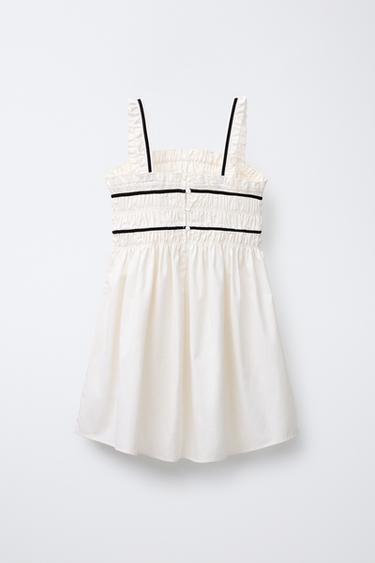 DRESS WITH BOWS AND CONTRAST TRIMS - Ecru / Black by Zara - Image 1
