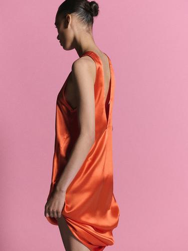 Zara Draped asymmetric silk dress - Limited Edition - Orange