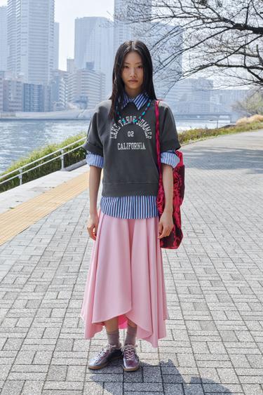 アシンメトリー ファジン スカートピンクZaraのアシンメトリー ファジン スカート - ピンク 