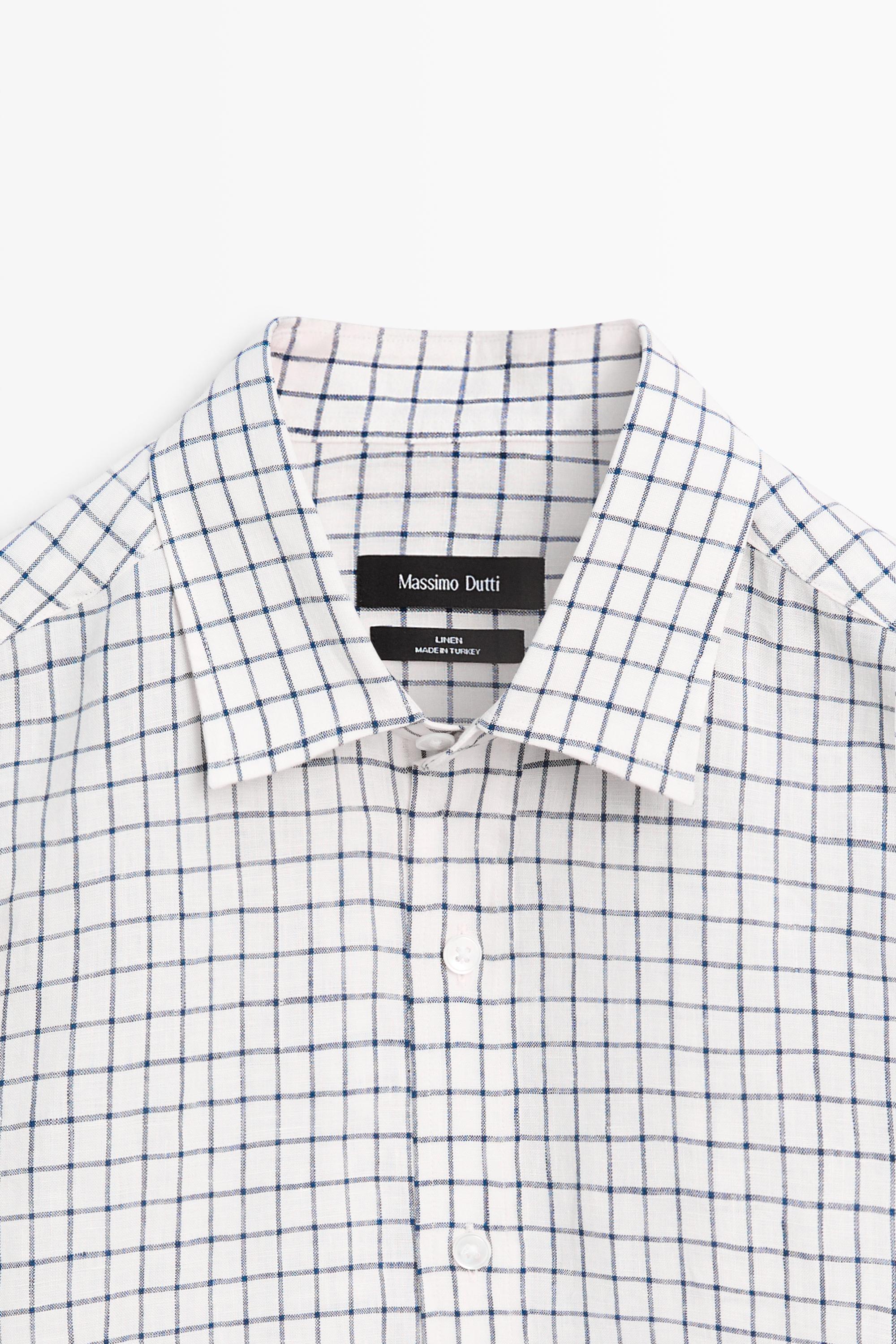 100% linen regular-fit check shirt
