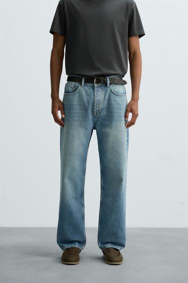 STRAIGHT ANKLE FIT JEANS - Mid-blue by Zara