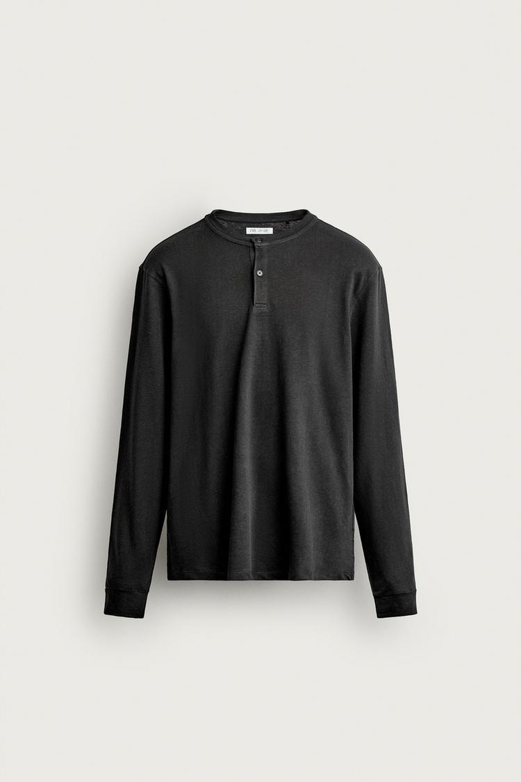 LINEN - COTTON HENLEY T-SHIRT