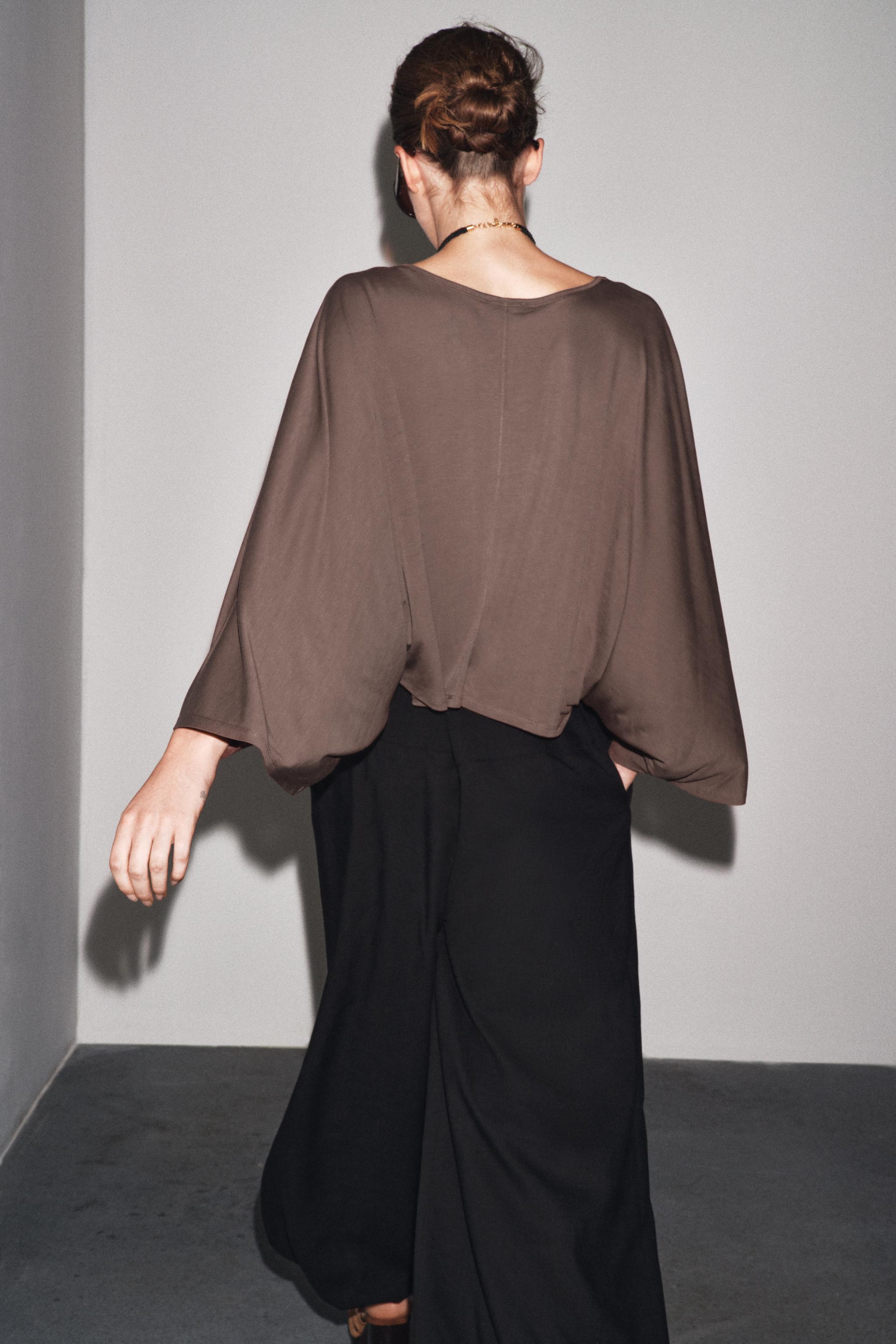 フルイド アシンメトリー ケープ - ブラック | ZARA Japan / 日本