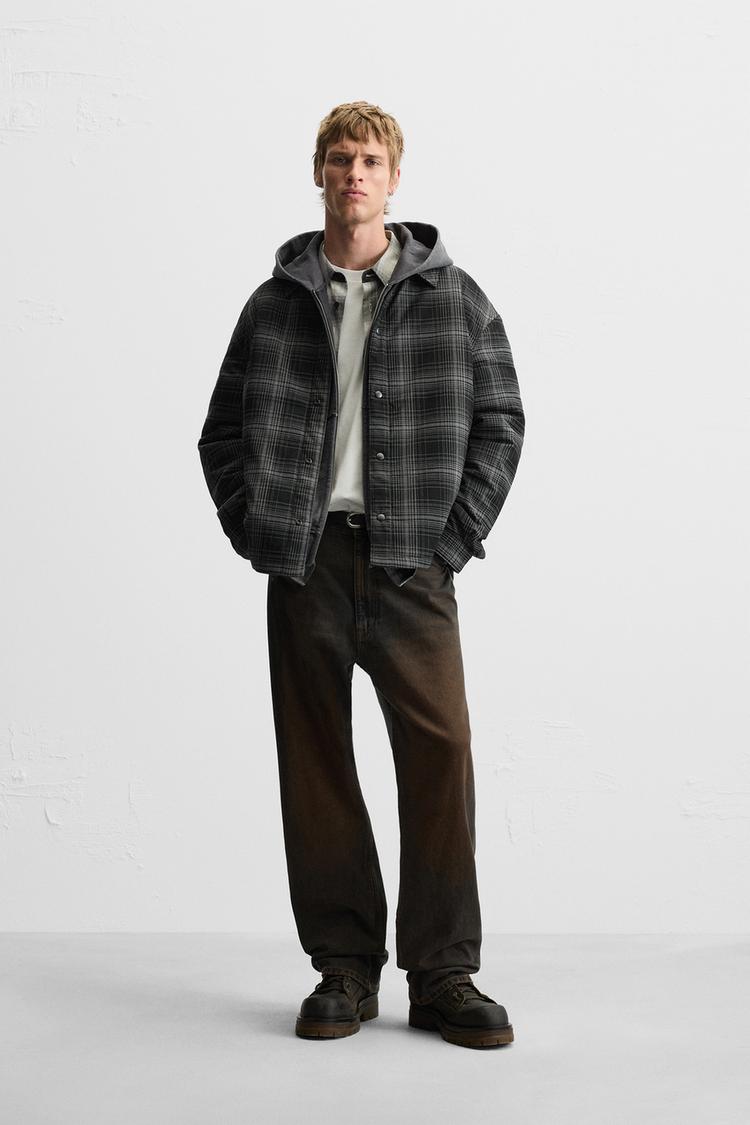 Plaid Jacket Long Plaid Overshirt Zara QUILTED CHECK OVERSHIRT