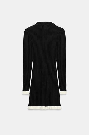 KNIT DRESS WITH RUFFLES - Black by Zara