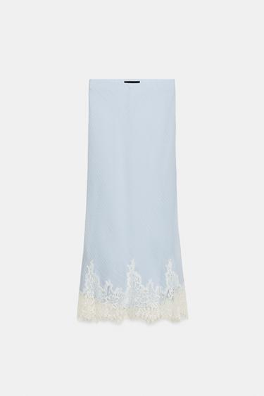 LACE MIDI SKIRT - Pastel blue by Zara - Image 6