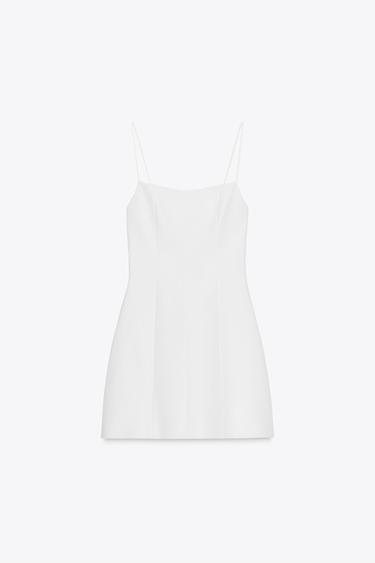 SHORT STRETCH DRESS WITH BOW - White by Zara - Image 4