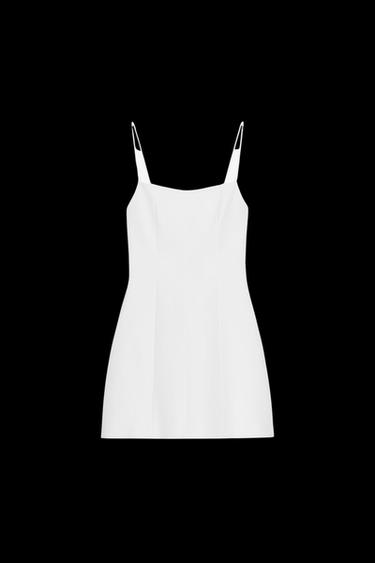 VESTIDO CORTO ELÁSTICO LAZO - Blanco de Zara - Imagen 0