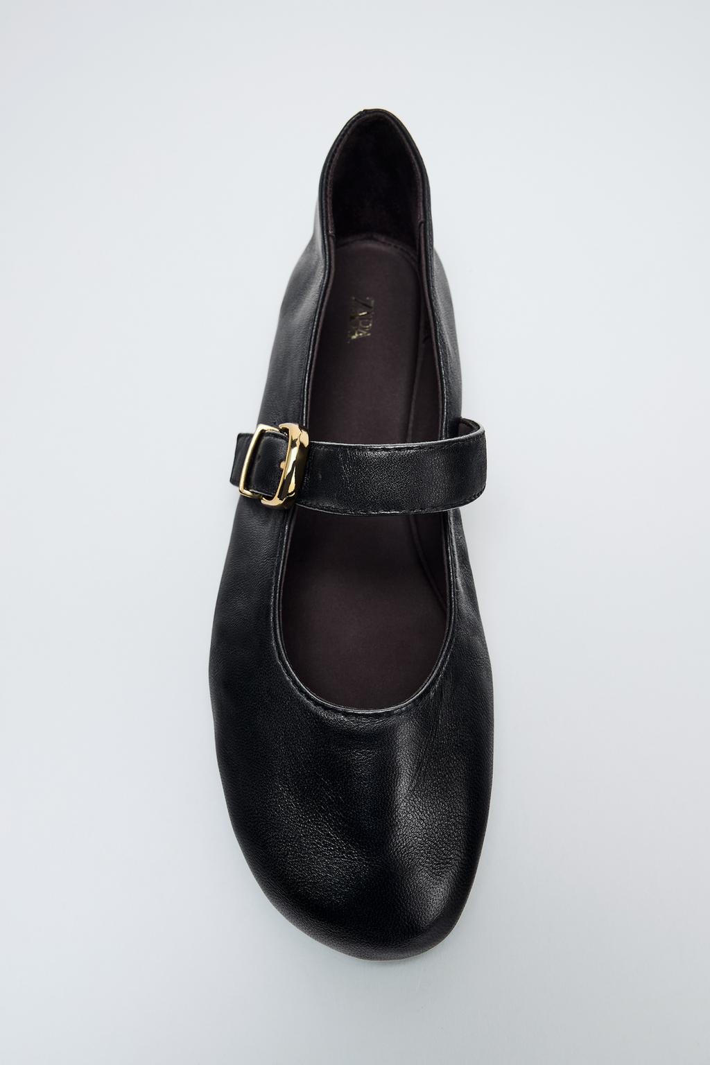LEATHER BALLET FLATS WITH BUCKLE