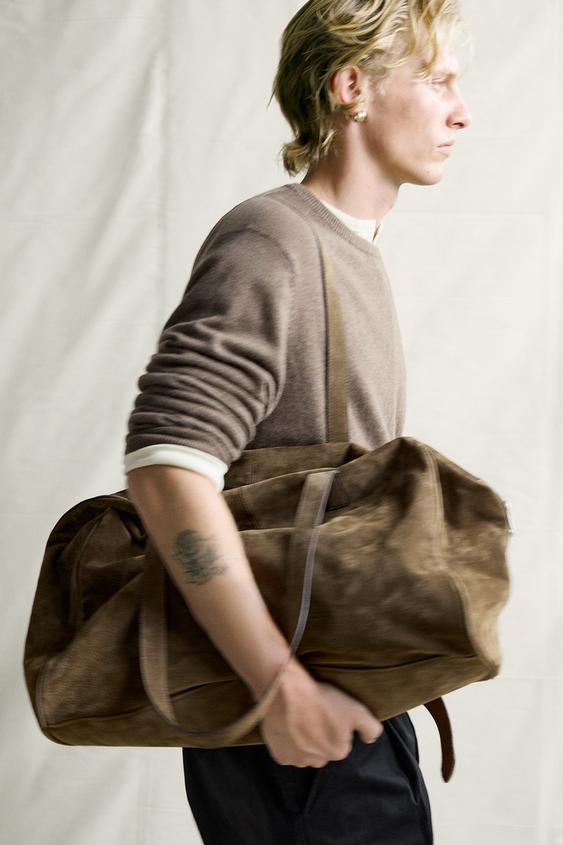 LEATHER TRAVEL BAG - Khaki Green de Zara - Imagen 0