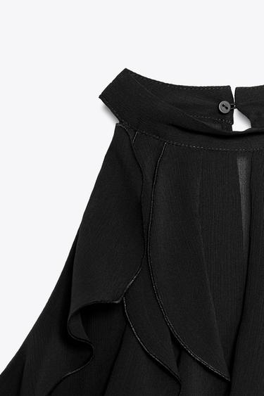 RUFFLED HALTER TOP - Black by Zara - Image 8