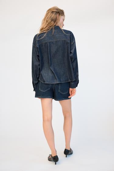 Z1975 OVERSIZE DENIM SHIRT - Blue by Zara - Image 1