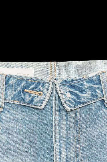 Zara TRF MID-RISE FOLD-OVER WAISTBAND JEANS - Light blue