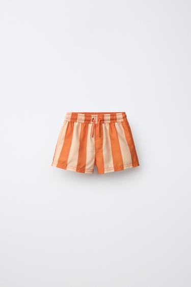 Zara 1-6 YEARS / STRIPED SWIM SHORTS - Orange