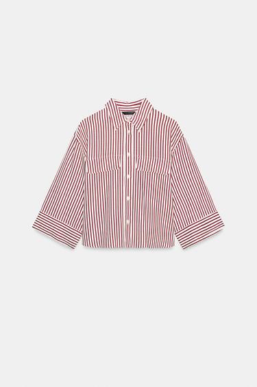Zara STRIPED LINEN SHIRT - striped