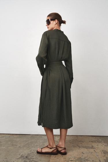 ZW COLLECTION MIDI BELTED DRESS - Mid-green by Zara - Image 2