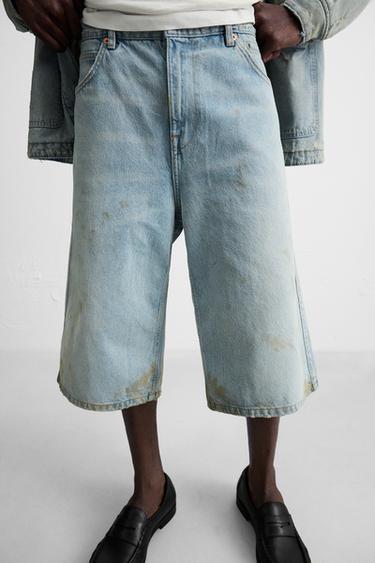 BERMUDAS DENIM COUPE AMPLE EFFET VINTAGE - Bleu clair de Zara - Image 4