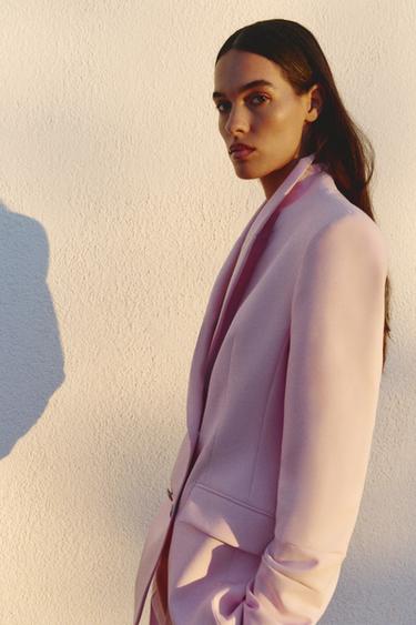 DOUBLE-BREASTED BLAZER WITH ELBOW PATCHES - Pink by Zara - Image 1