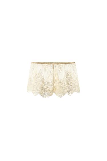 SHORTS ENCAJE BORDADOS - Crudo de Zara