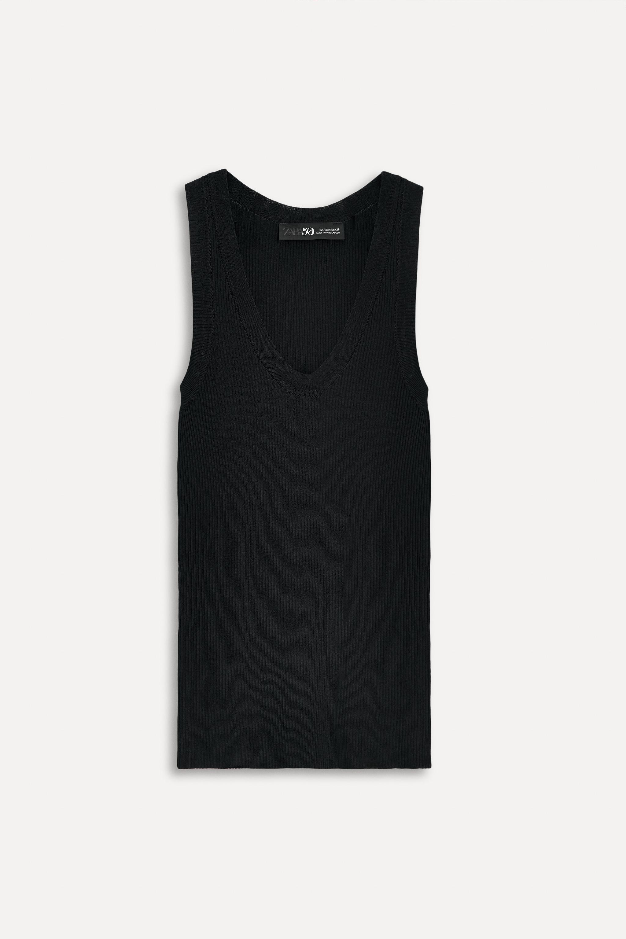 é rib summer knit black RIB KNIT SLEEVELESS TOP 50TH ANNIVERSARY - Black | ZARA Canada