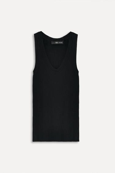 HAUT EN MAILLE CÔTELÉE À EMMANCHURES 50E ANNIVERSAIRE - Noir de Zara - Image 1