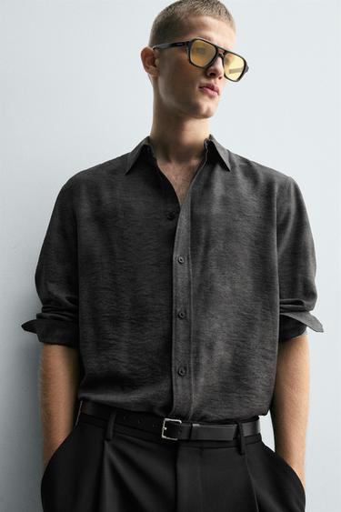CHEMISE À IMPRIMÉ STRUCTURÉE - Noir de Zara - Image 4
