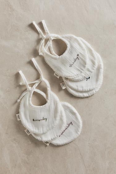 WEEKLY BABY BIB (PACK OF 7) - Oyster-white by Zara