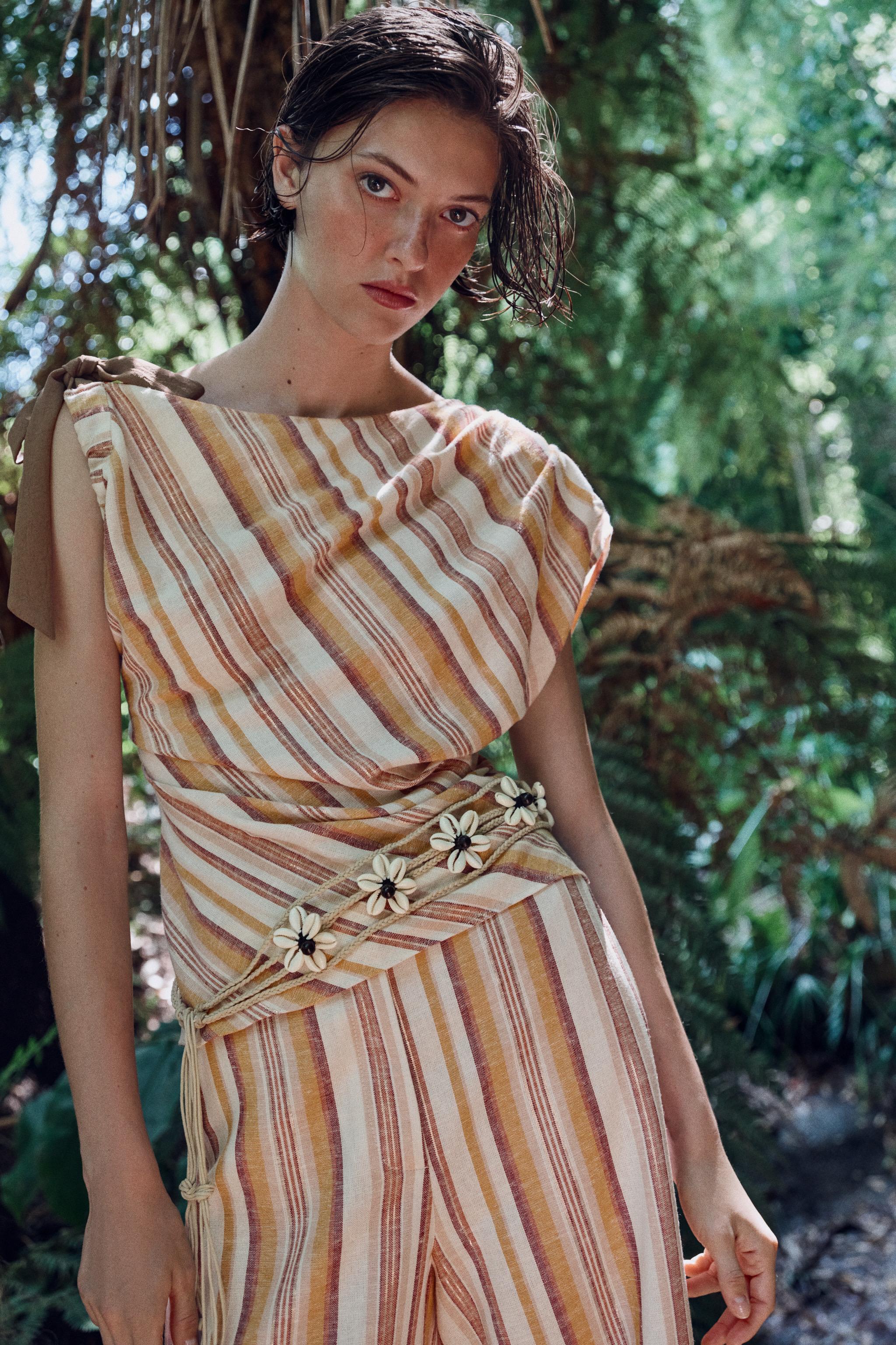 SHELL CORD BELT — Ecru