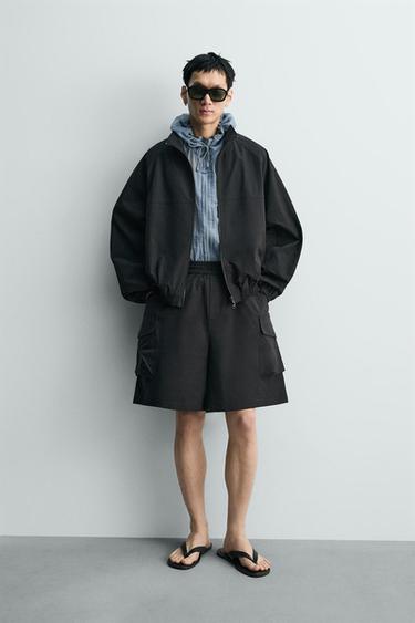 ÁO KHOÁC VẢI DỆT DÁNG RỘNG - Màu đen từ Zara