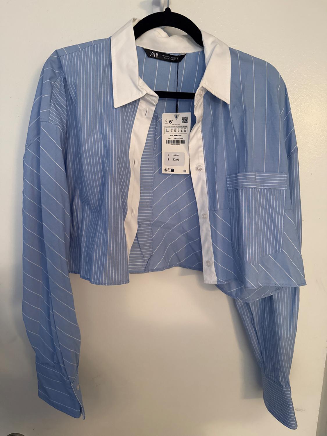 CAMISA CROP RAYAS COMBINADAS