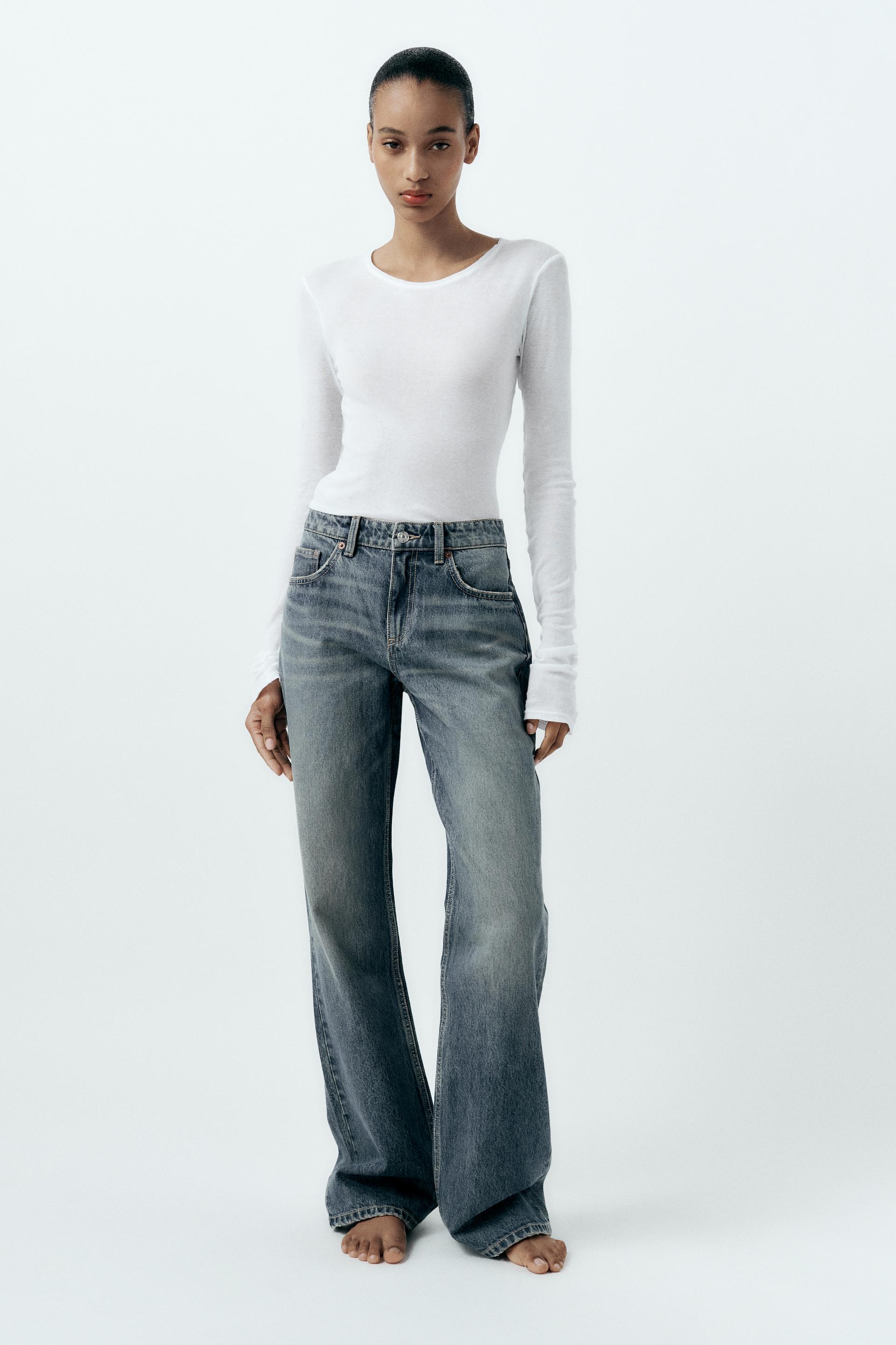 Zara High Rise Wide Leg Full Length Jeans, Women's Fashion