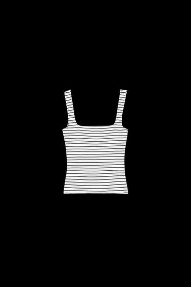 Zara WIDE STRAP TANK TOP - striped