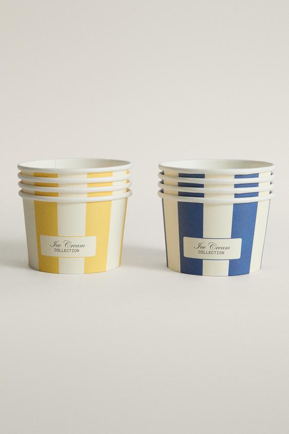 PACK OF PAPER ICE CREAM TRAYS (PACK OF 8) - Yellow by Zara - Image 0